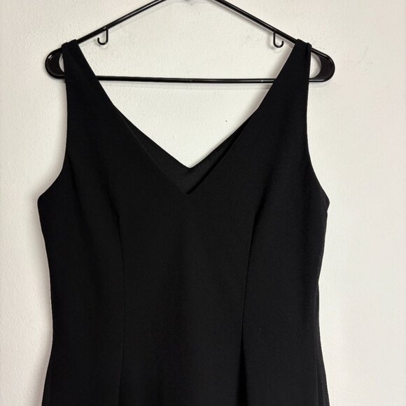 VTG Sheri Martin New York Black V-Neck Cocktail Formal Dress Size 12 Sheer Hem - Picture 3 of 7